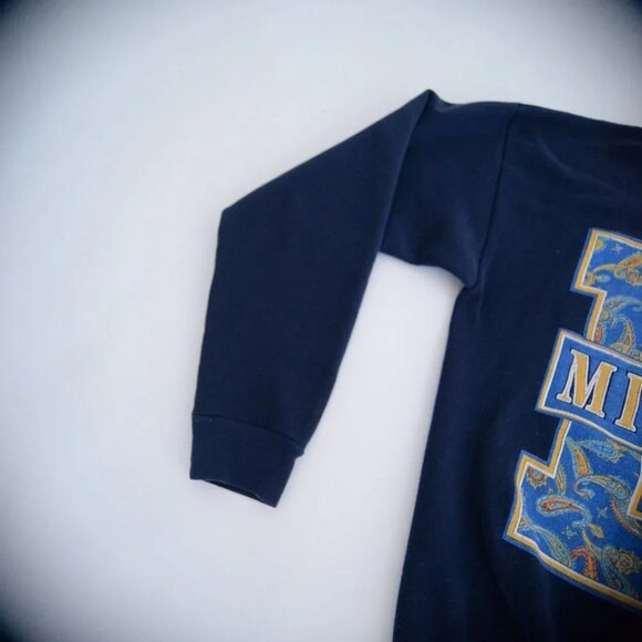 Vintage Tultex Michigan Wolverines Navy made in  U.S.A. Crewneck Sweater L - Picture 8 of 11